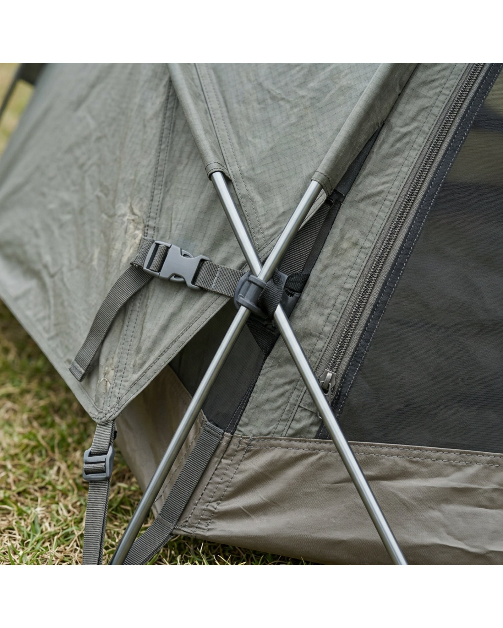 Kfxmw Three Person Geodesic Tent Moss Gray - Detail view
